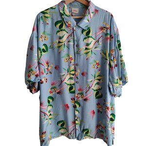 Disney Store Mens Hawaiian Shirt XXL Lightweight Mickey Minnie Print Camp Shirt